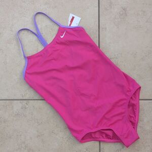 NWT Nike Girls Pink Racerback One Piece Swimsuit - L